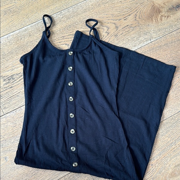 Mind Code Black Ribbed Button-Front Midi Dress - Picture 5 of 7